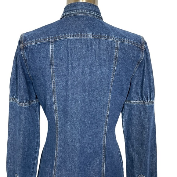 Vintage Ralph Ralph Lauren Blue Label Denim Dress Puff Shoulders Front Snaps 4 - Picture 8 of 16